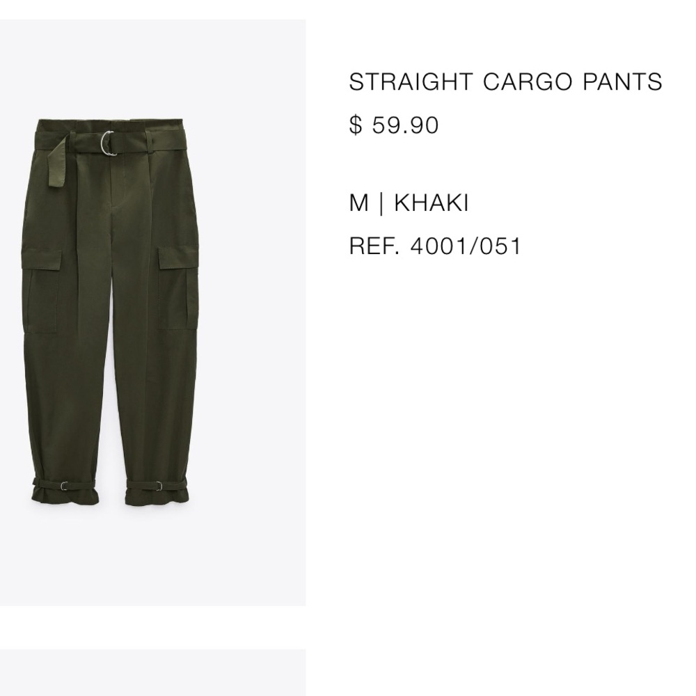 Zara Straight Cargo Pants in Khaki (Olive)